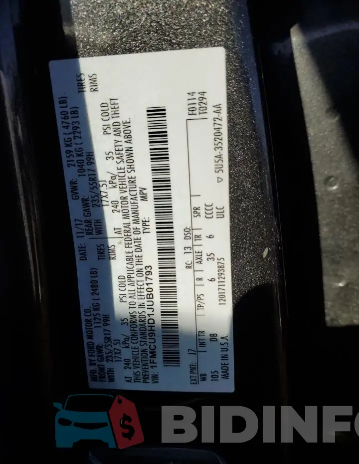 1FMCU9HD1JUB01793 Photo# 14