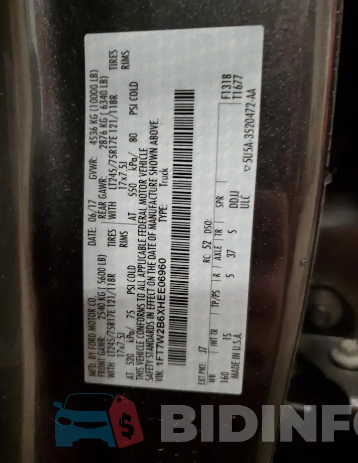 1FT7W2B6XHEE06960 Photo# 12