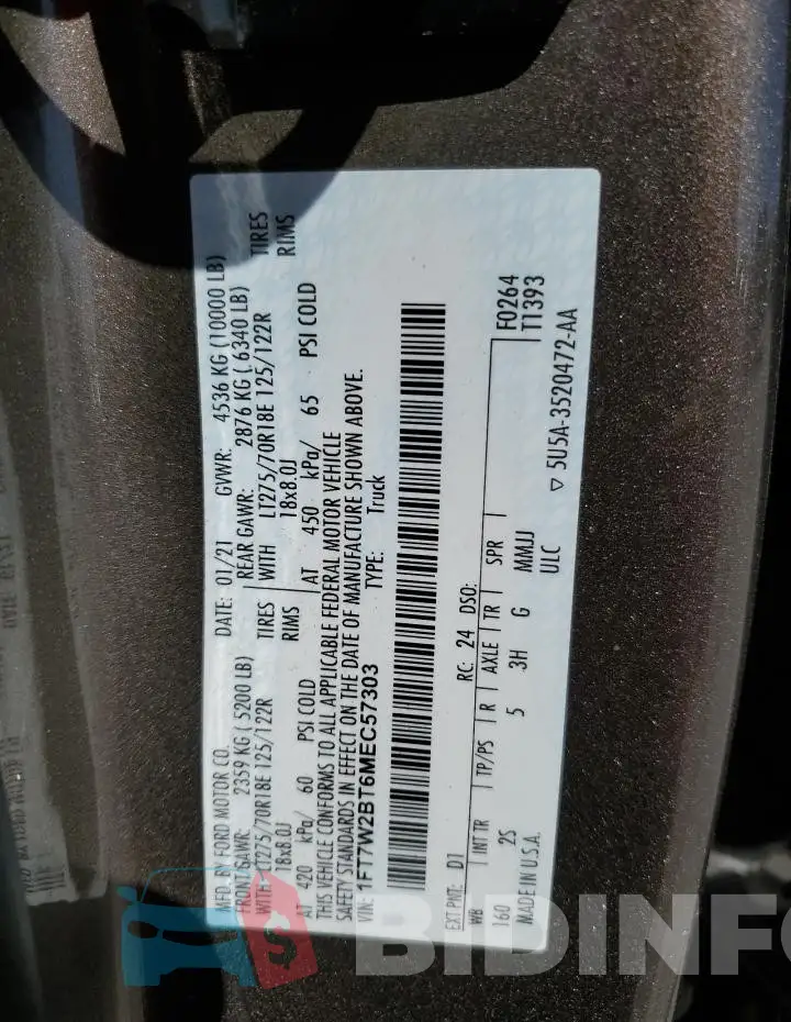 1FT7W2BT6MEC57303 Photo# 12
