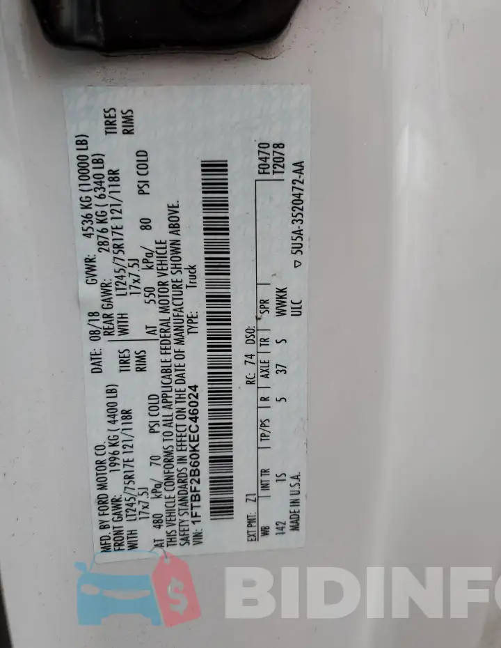1FTBF2B60KEC46024 Photo# 13