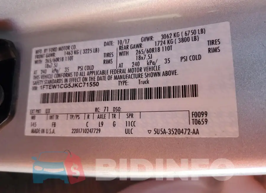 1FTEW1CG5JKC71550 Photo# 12