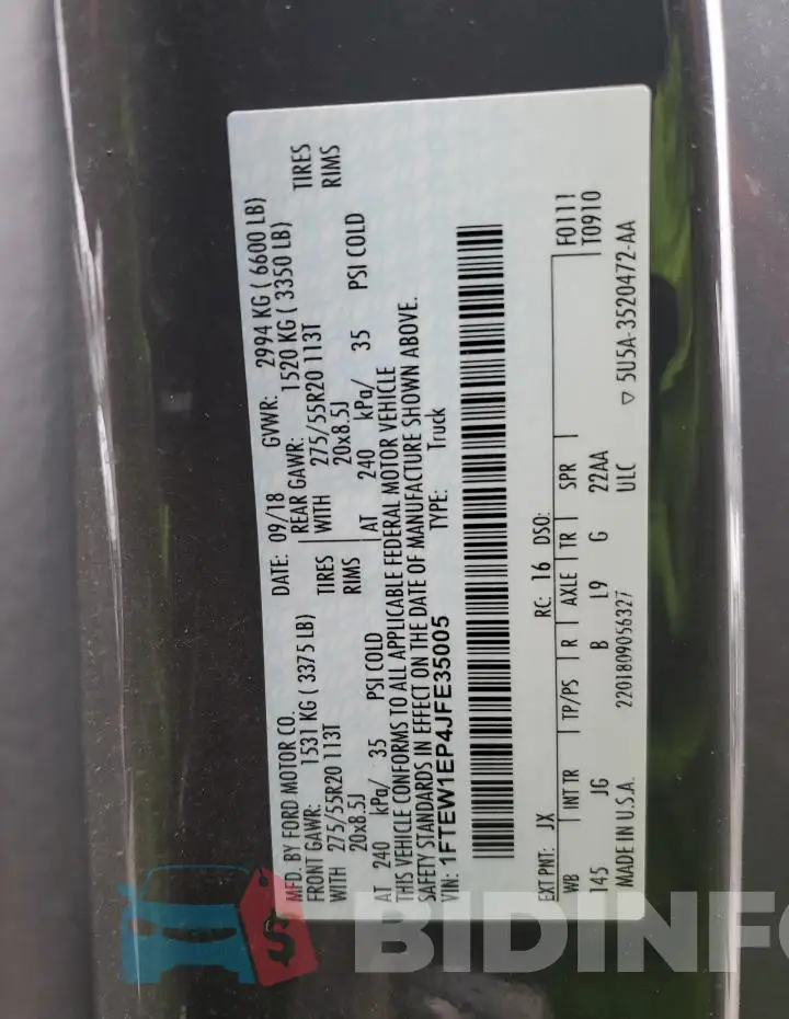 1FTEW1EP4JFE35005 Photo# 12