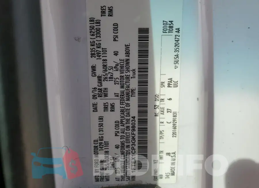 1FTEX1CP3GKF98034 Photo# 12