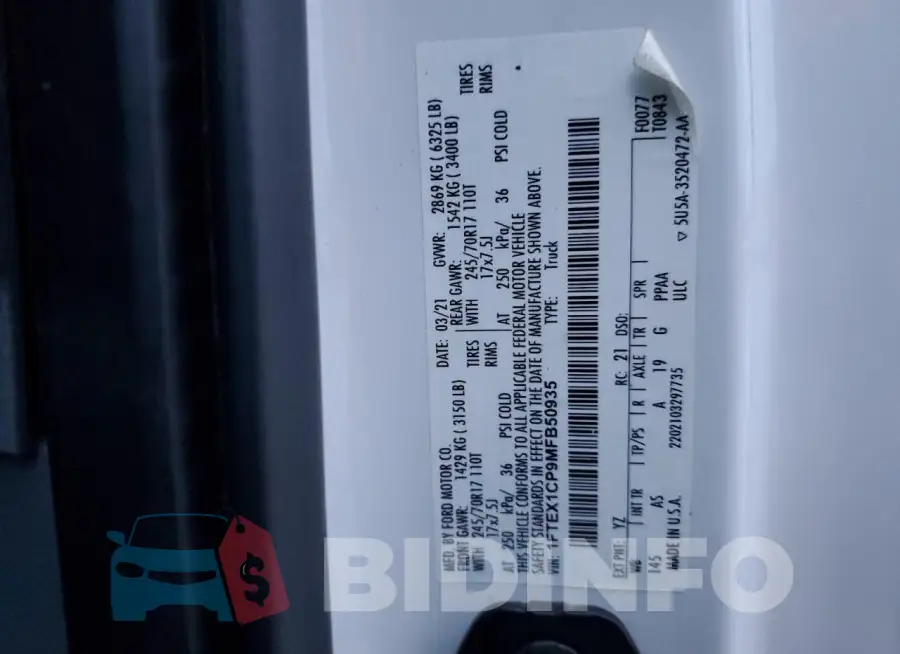 1FTEX1CP9MFB50935 Photo# 12