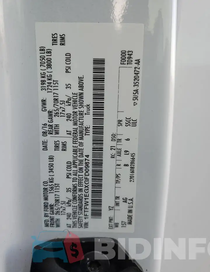 1FTFW1EGXGFD09874 Photo# 12