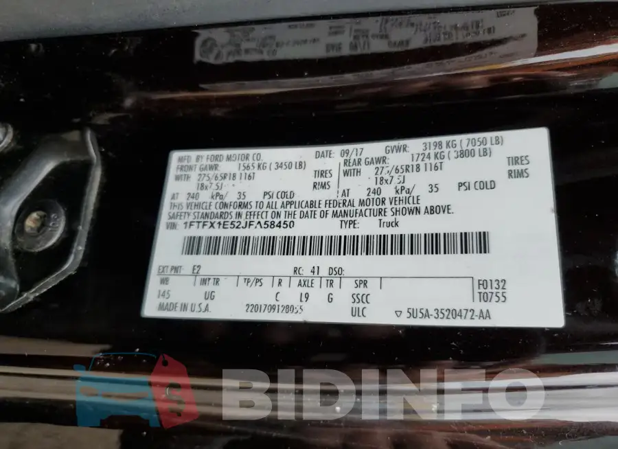 1FTFX1E52JFA58450 Photo# 12