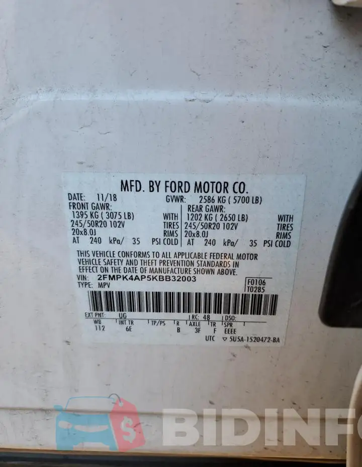 2FMPK4AP5KBB32003 Photo# 13