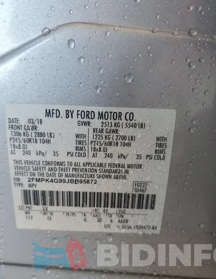 2FMPK4G99JBB95872 Photo# 14