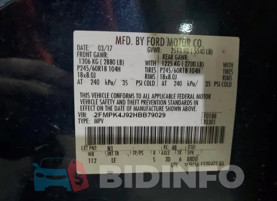 2FMPK4J92HBB79029 Photo# 13