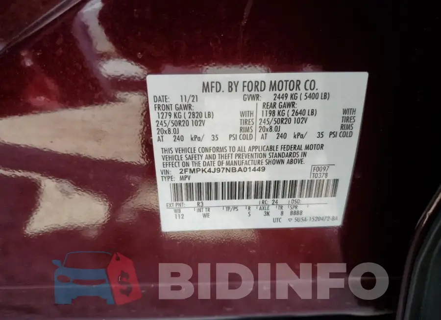 2FMPK4J97NBA01449 Photo# 12