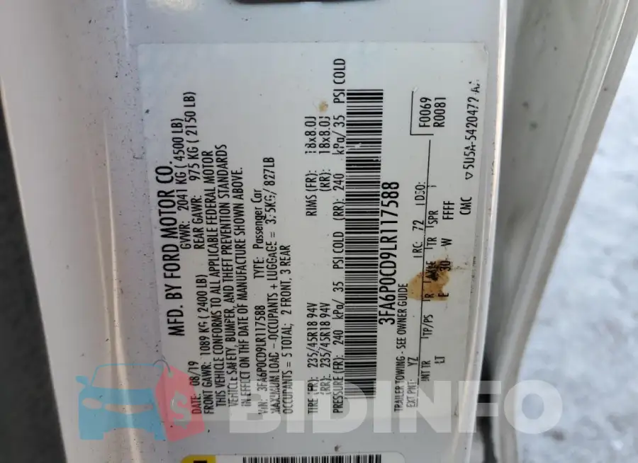 3FA6P0CD9LR117588 Photo# 13