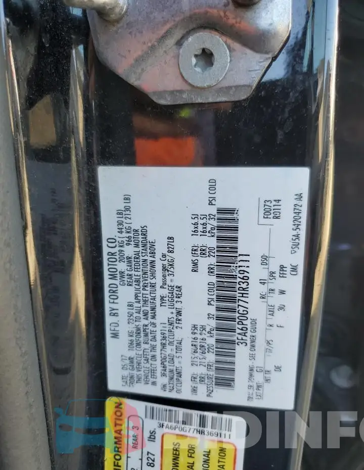 3FA6P0G77HR369111 Photo# 12