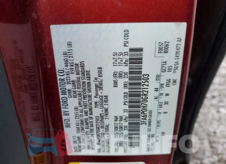 3FA6P0H70GR212503 Photo# 12