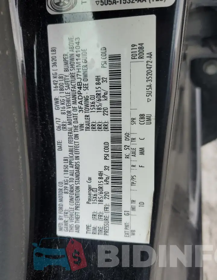 3FADP4BJ7HM141043 Photo# 12