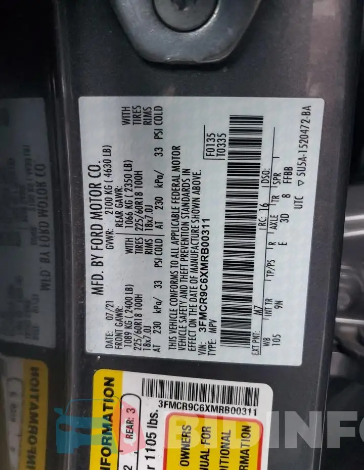 3FMCR9C6XMRB00311 Photo# 13