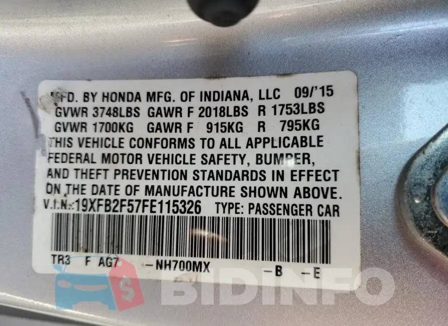 19XFB2F57FE115326 Photo# 13