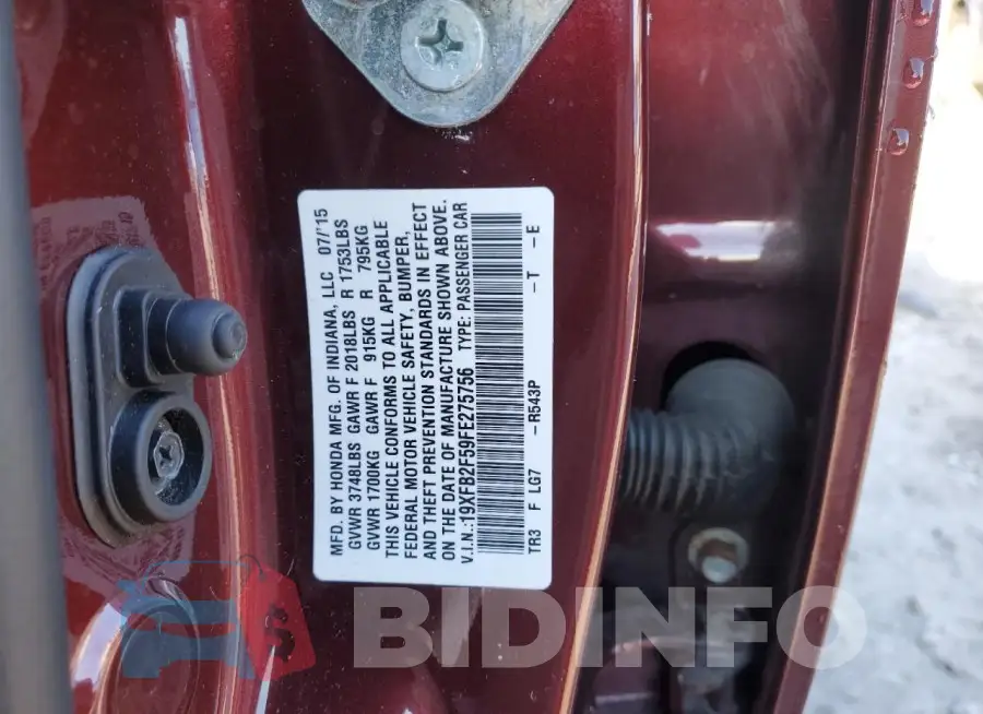 19XFB2F59FE275756 Photo# 12