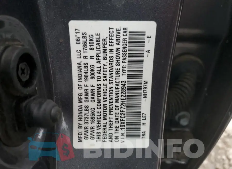 19XFC2F72HE228943 Photo# 12