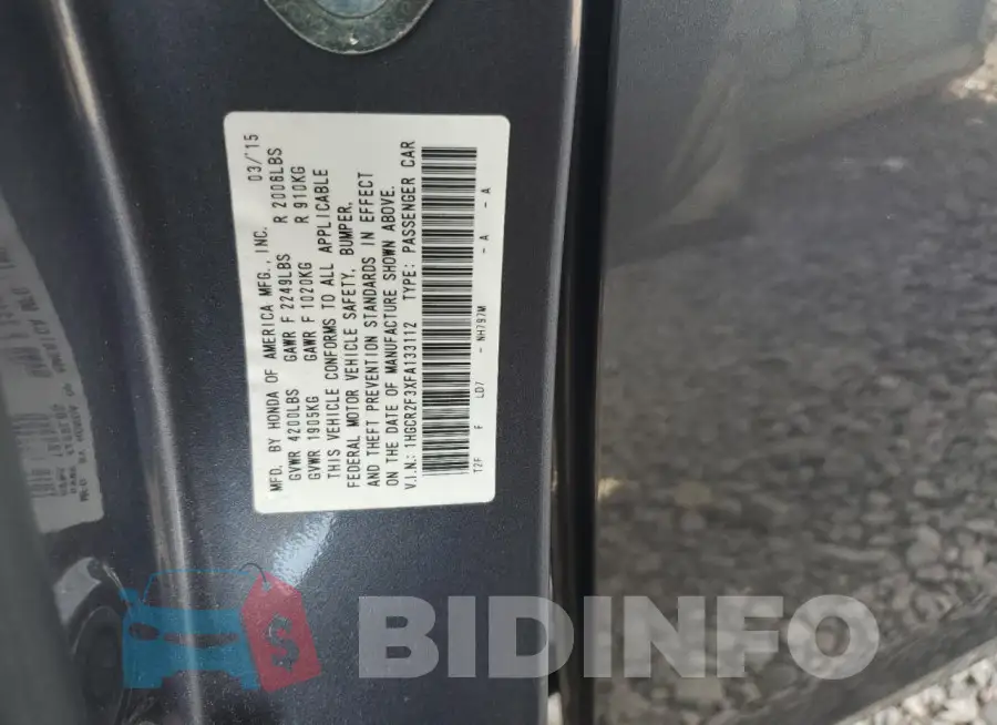 1HGCR2F3XFA133112 Photo# 12