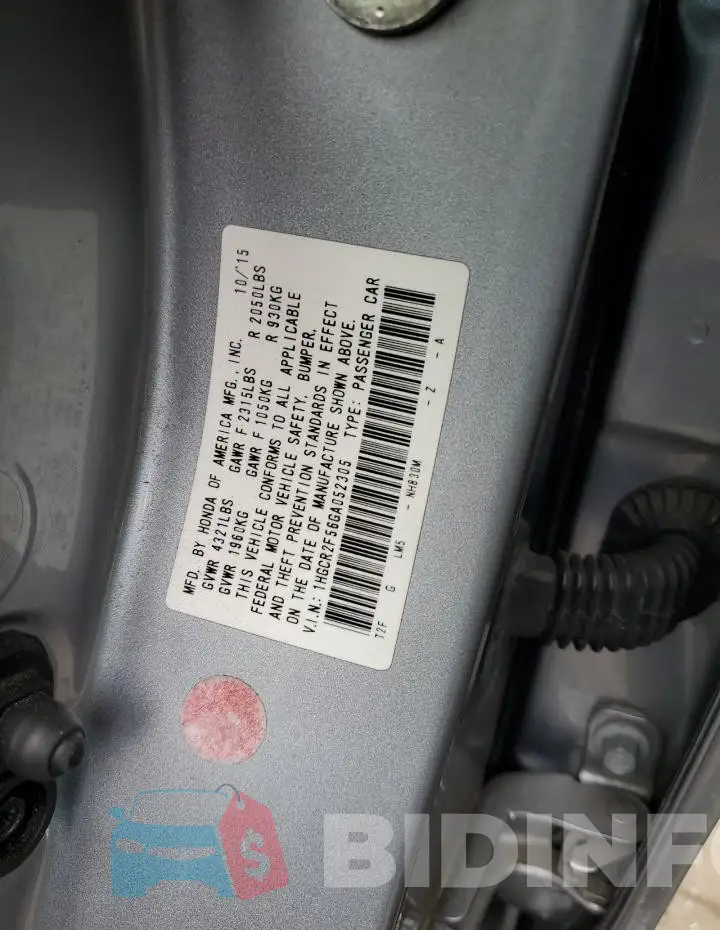 1HGCR2F56GA052305 Photo# 12