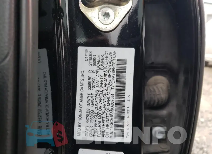 1HGCV1F35KA037064 Photo# 12