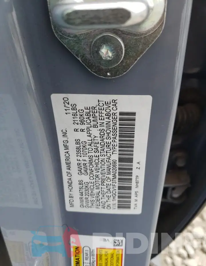 1HGCV1F37MA020690 Photo# 13