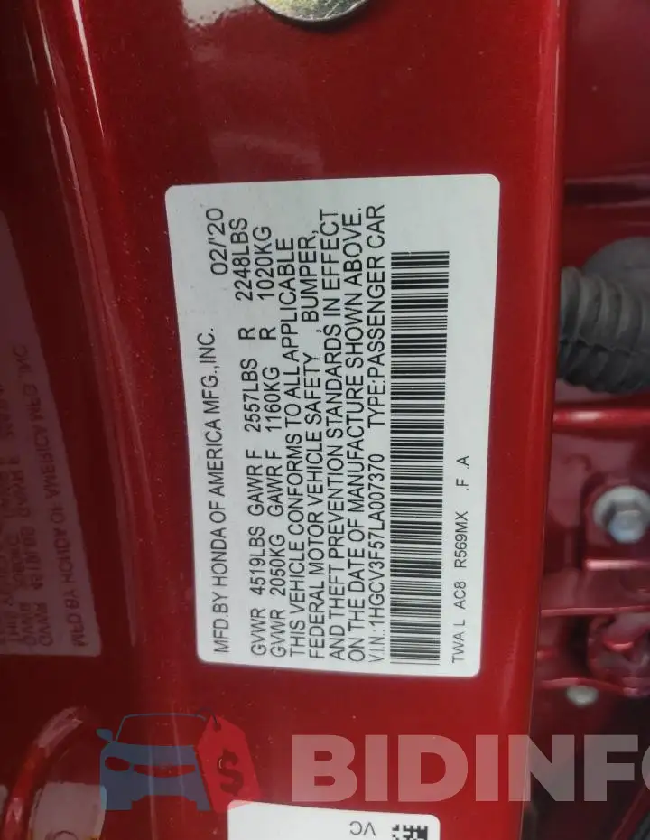 1HGCV3F57LA007370 Photo# 12