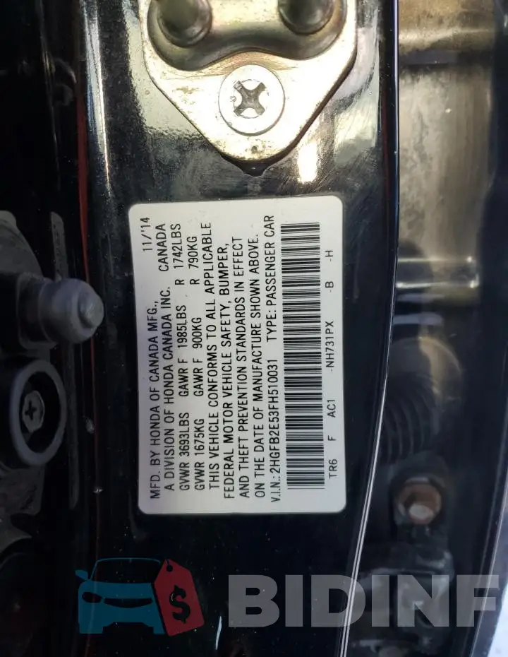 2HGFB2E53FH510031 Photo# 12