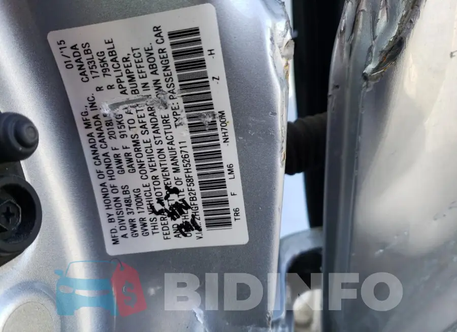 2HGFB2F58FH526711 Photo# 13