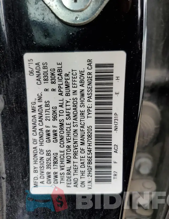 2HGFB6E54FH708205 Photo# 12
