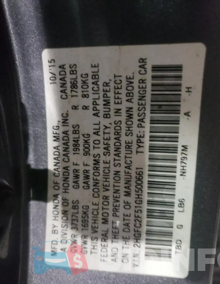 2HGFC2F51GH500661 Photo# 12
