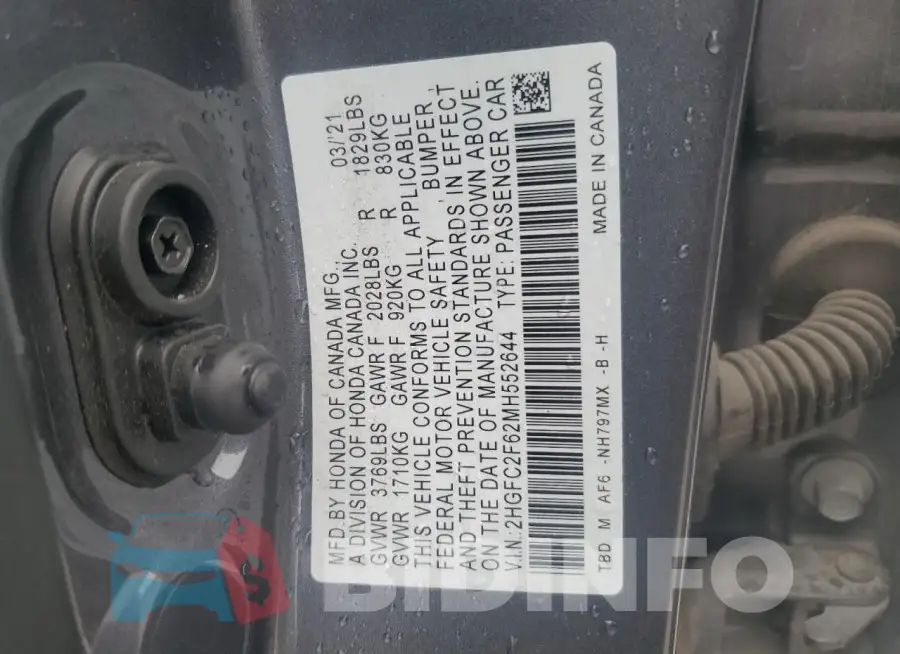 2HGFC2F62MH552644 Photo# 12