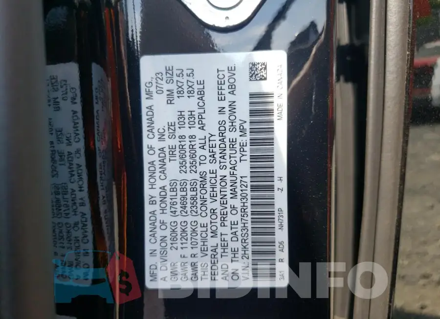 2HKRS3H75RH301271 Photo# 13