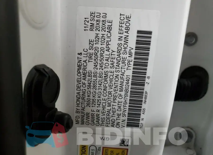 5FNYF6H76NB024401 Photo# 12