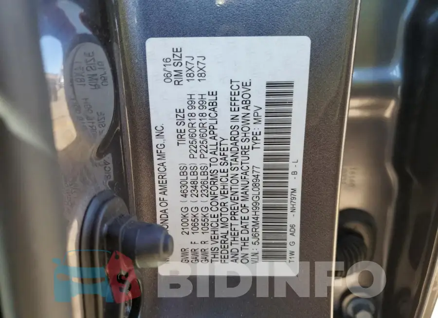 5J6RM4H99GL089477 Photo# 12