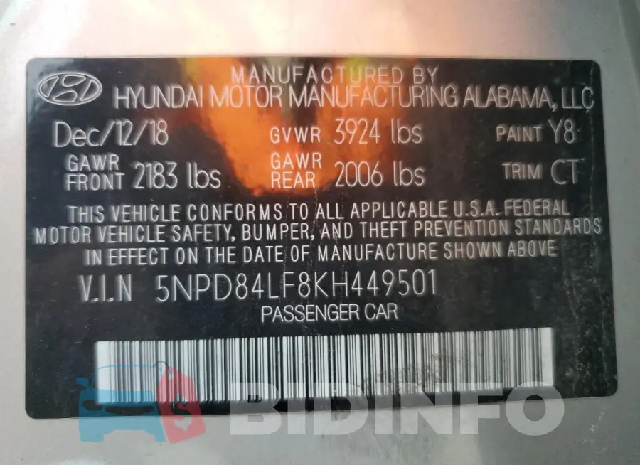 5NPD84LF8KH449501 Photo# 13