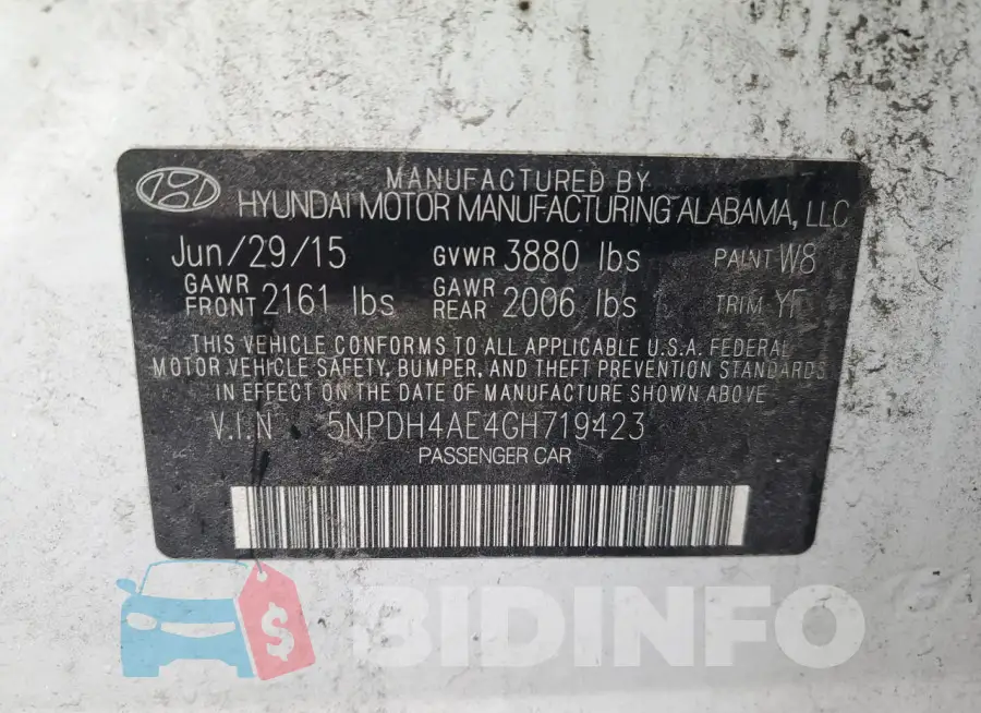 5NPDH4AE4GH719423 Photo# 12