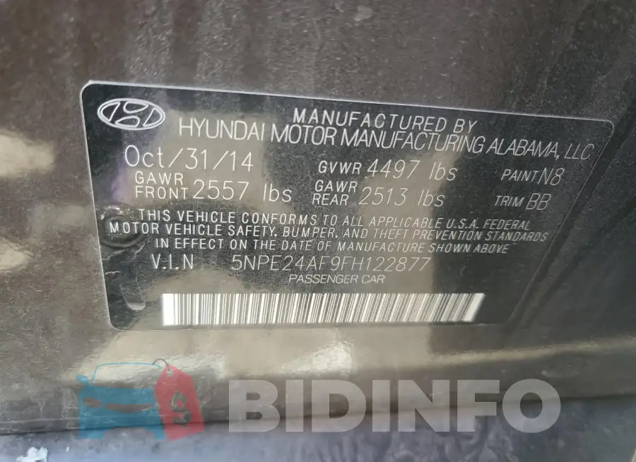 5NPE24AF9FH122877 Photo# 12
