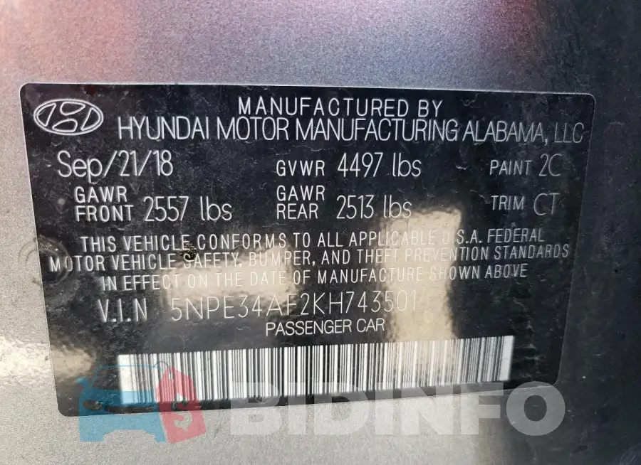 5NPE34AF2KH743501 Photo# 12