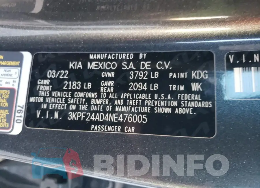 3KPF24AD4NE476005 Photo# 13