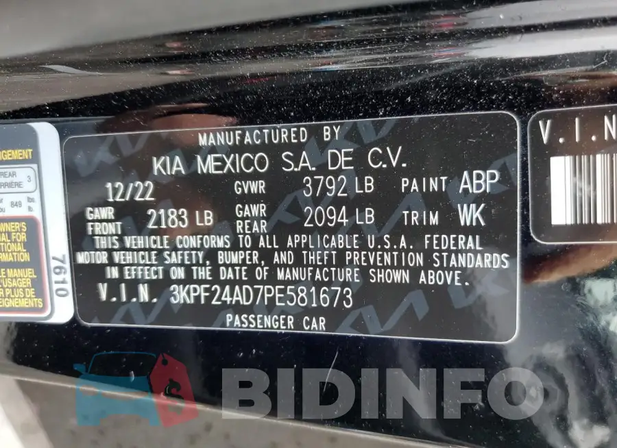3KPF24AD7PE581673 Photo# 13
