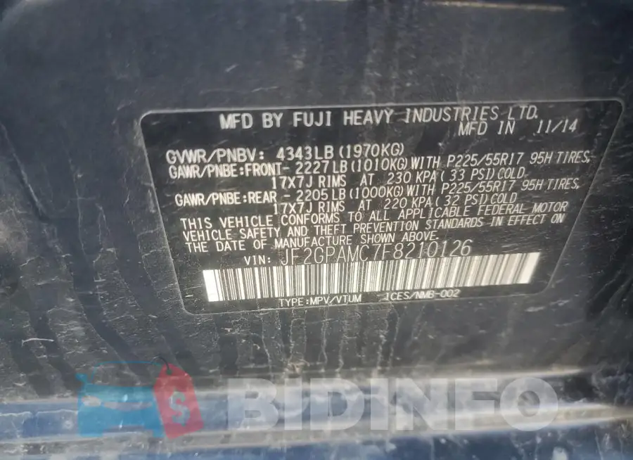 JF2GPAMC7F8210126 Photo# 14