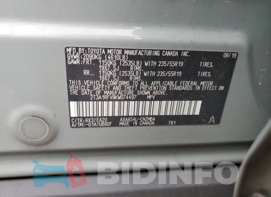 2T3A1RFV8KW074497 Photo# 13