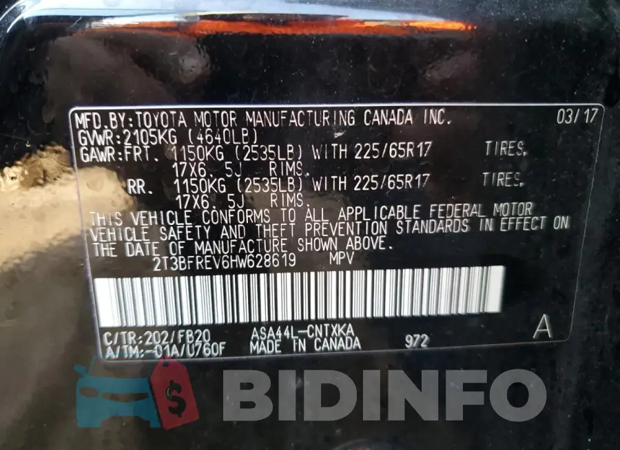 2T3BFREV6HW628619 Photo# 12