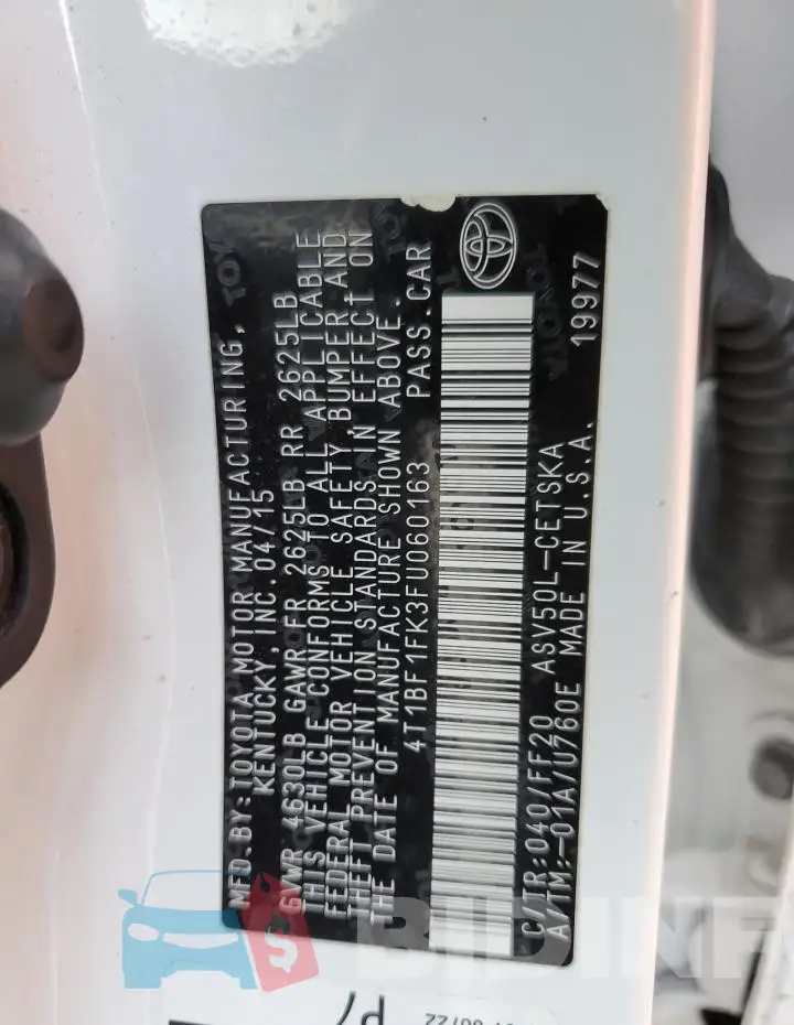 4T1BF1FK3FU060163 Photo# 12