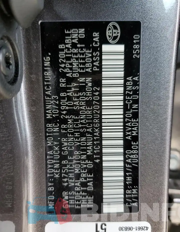 4T1C11AK6RU207042 Photo# 12