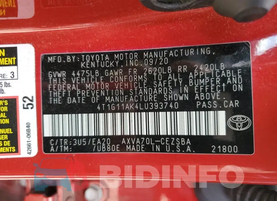 4T1G11AK4LU393740 Photo# 12