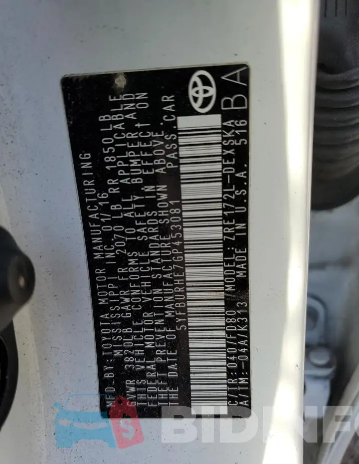 5YFBURHE7GP453081 Photo# 12