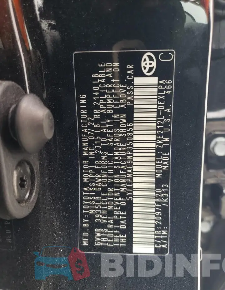 5YFEPMAE9NP350856 Photo# 12