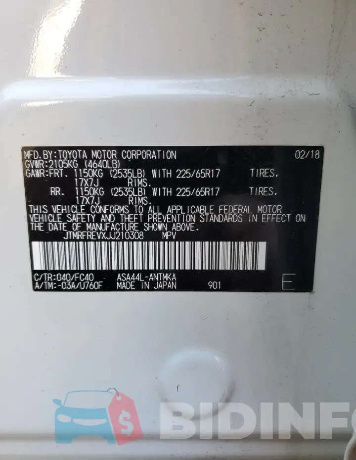 JTMRFREVXJJ210308 Photo# 13